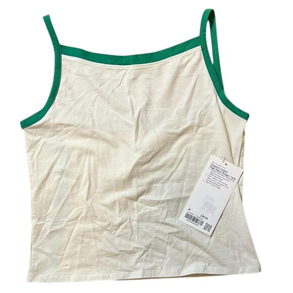 Lululemon Organic Cotton High neck ringer tank size M White/Green - Picture 1 of 4